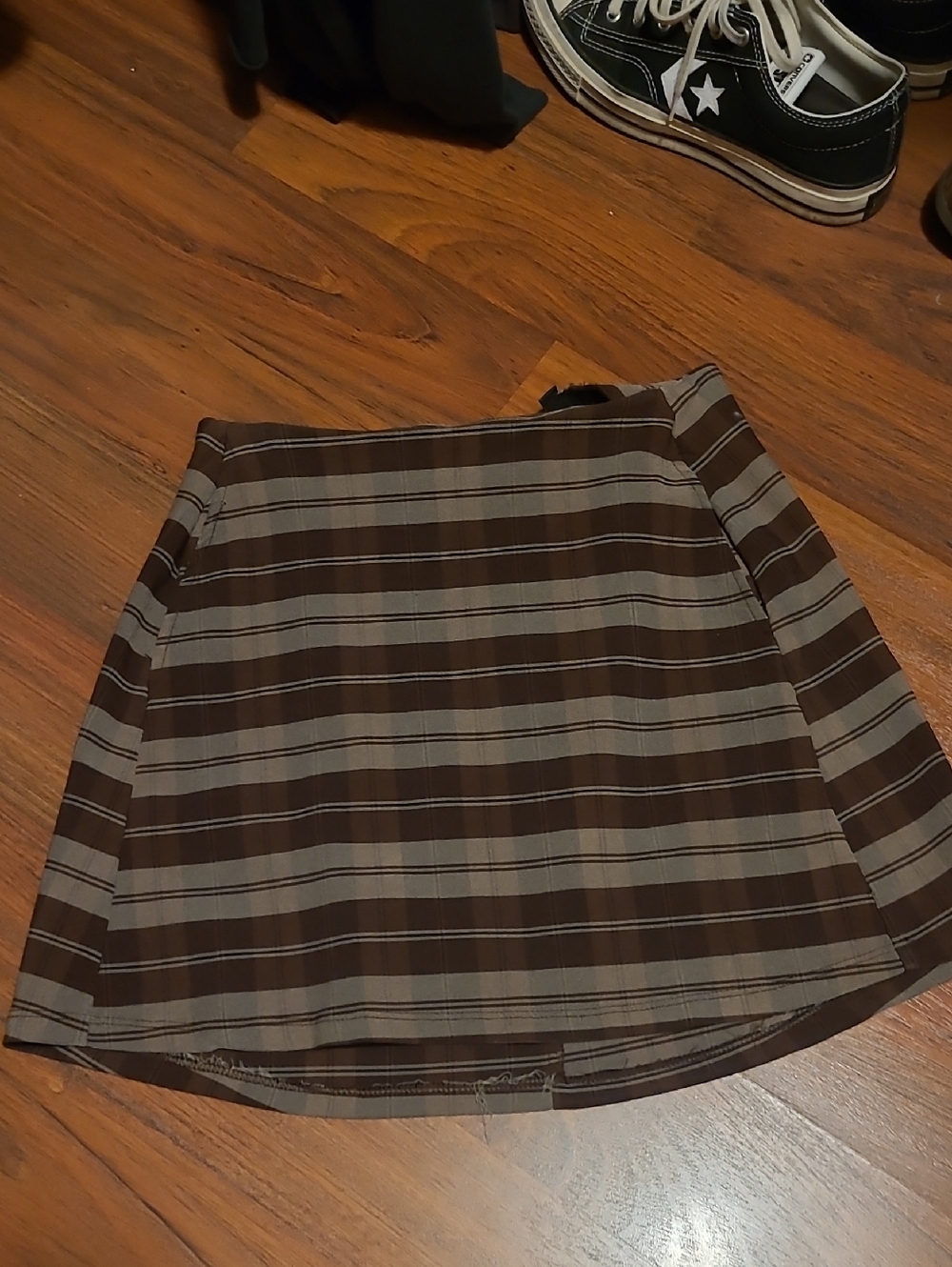 Women’s Brown Striped A-Line Mini Skirt